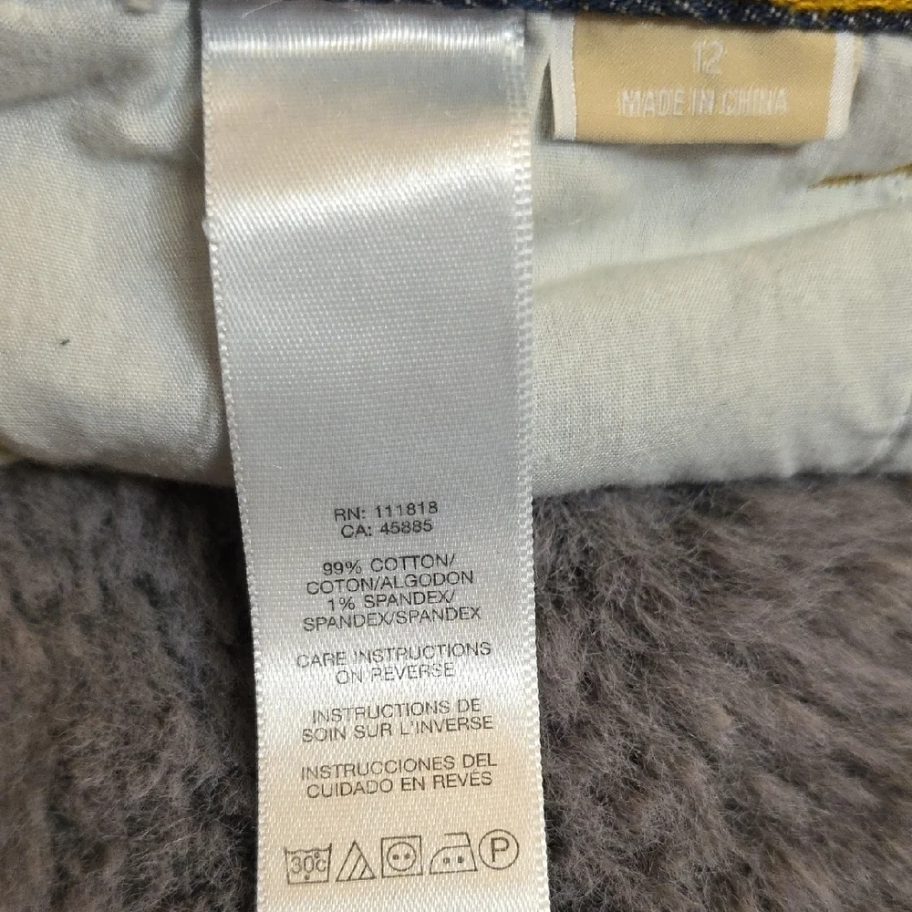 Michael Kors Dark Wash Blue Straight Leg Jeans With Gold Size 12